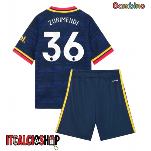 Arsenal Martin Zubimendi #36 Seconda Maglia Bambino 2026-27 Manica Corta (+ Pantaloni corti)